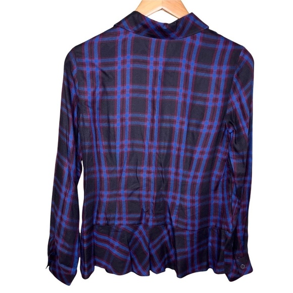 CAbi Moody Peplum Hem Plaid Shirt Black Blue Size Small Style 3431 - Picture 6 of 9